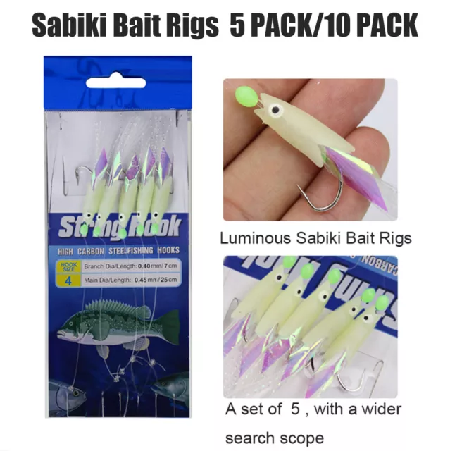 Sabiki Bait Jigs Saltwater Lure Bright Fish Skin Rigs Carbon Hook 1/0# 1# 2# 3#