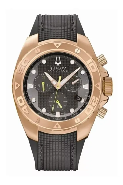 Bulova Accutron Rose Gold-tone Case & Chrono Grey Dial Swiss Men's Watch 64B113