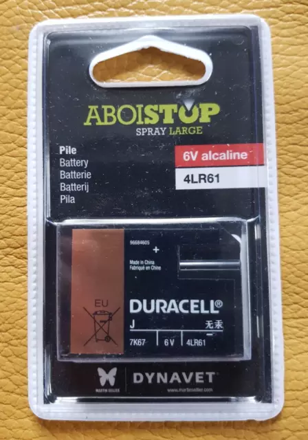 Pile Aboistop Duracell 4LR61 6V alcaline Dynavet Martin Sellier