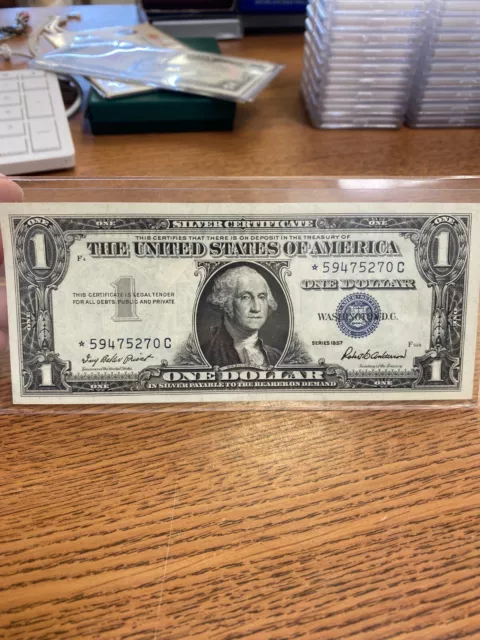 1957 STAR NOTE  $1 Dollar Silver Certificate (Blue Seal) Uncirculated