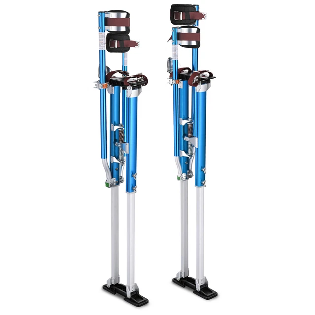 Aluminum Drywall Stilts Painters Walking Taping Tools Adjustable 50" - 64" Blue