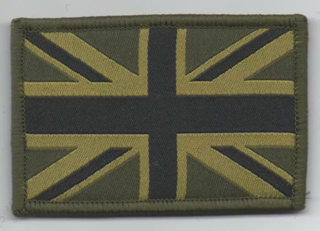 Union Jack Patch MTP TRF Hook and Loop Patch Subdued Green Military Tactical