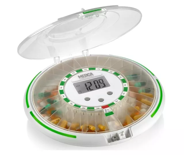 Automatic Pill Dispenser with 28-Day Electronic Medication Organizer - Lockable