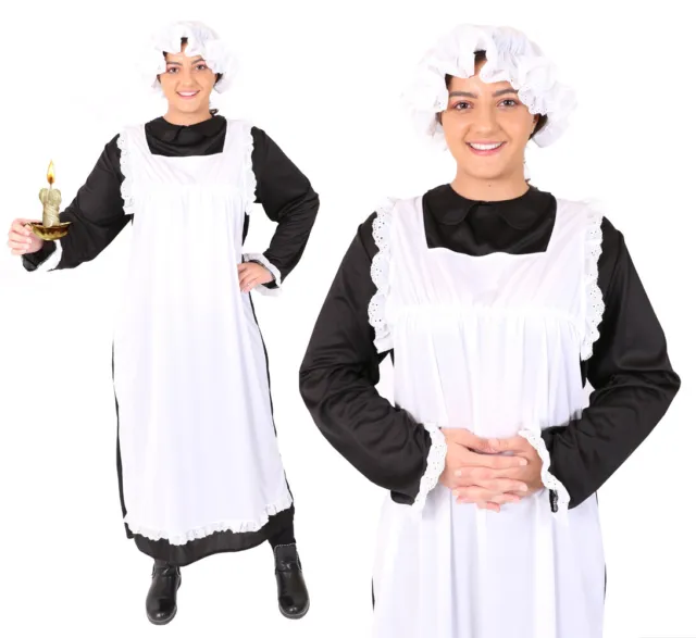 Womens Poor Victorian Costume Adults Maid School Book Day Tudor Fancy Dress