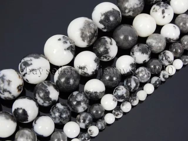 Natural Black & White Zebra Gemstone Round Beads 16'' 2mm 4mm 6mm 8mm 10mm 12mm