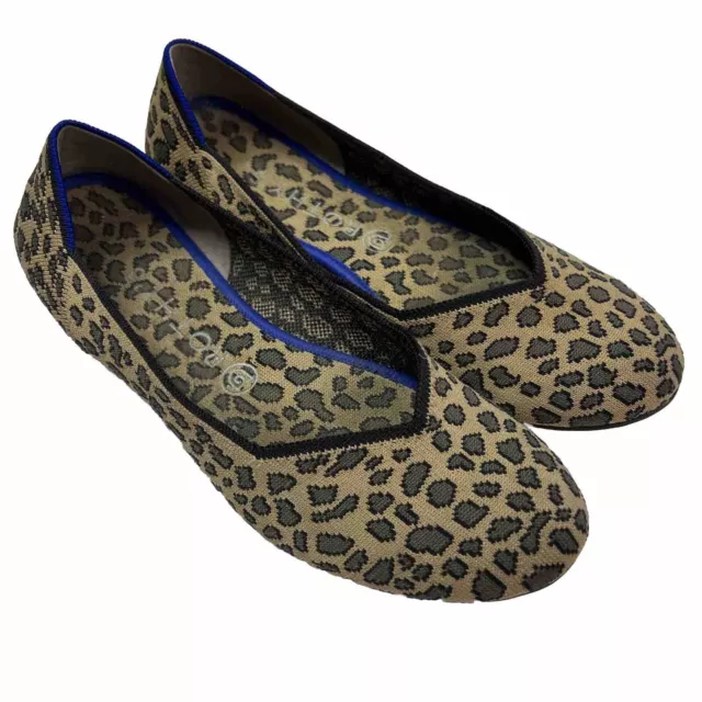 Rothy's The Flat Cheetah Leopard Print Ballet Flats Shoes Round Toe Women's 10