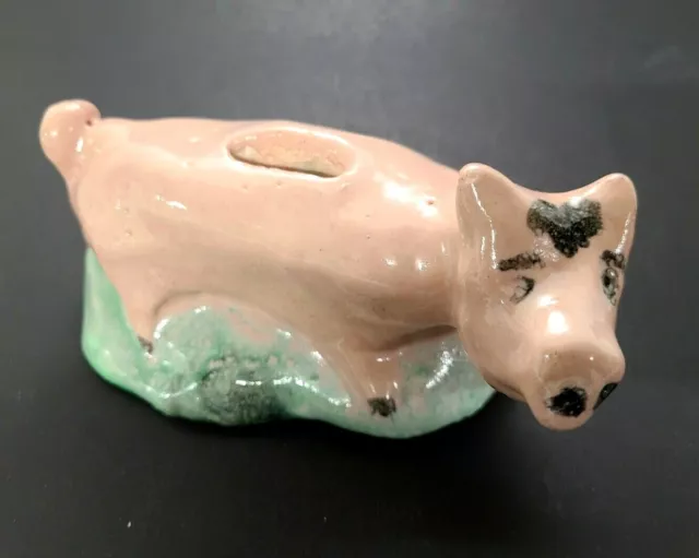Vtg 1971 Hand Made Clay Pottery Pig Piggy Coin Bank Sam Oskad Ceramic Folk Art