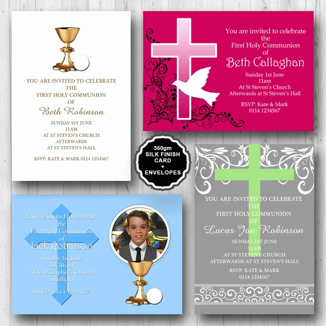 10 FIRST HOLY Communion Confirmation Christening Baptism Invitations ...