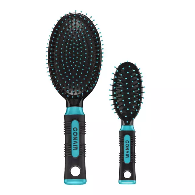 Conair Professional Full and Mid Size Nylon Cushion Brush Set, Colors may vary