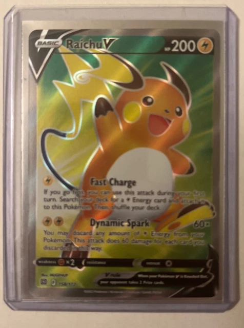 Pokmon Card Raichu V 158/172  Brilliant Stars Ultra Rare Pokemon Card,  Full Art Holo Trading Card Raichu V Full Art