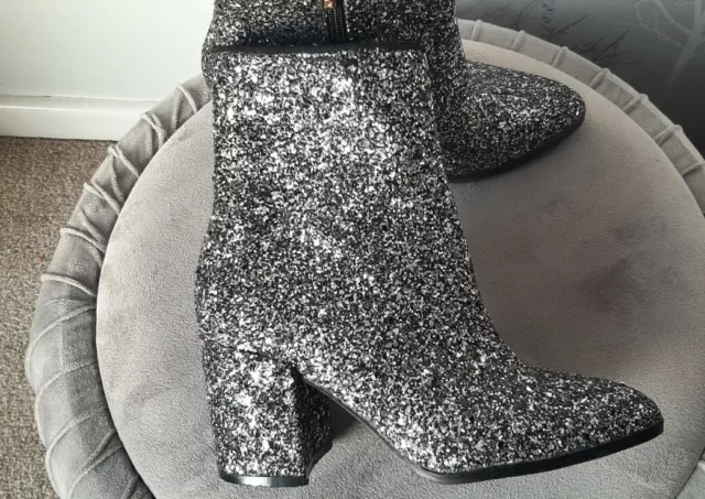 RIVER ISLAND SILVER Glitter Ankle Boots New Size UK 2 4.99 PicClick UK