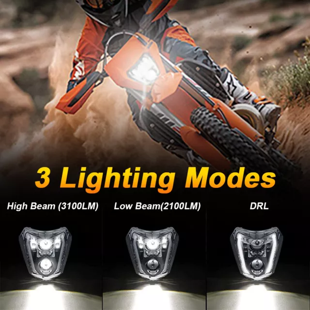 Dirt bike LED Headlight DRL For KTM 2017-2023 EXC XCW 250 350 450 500 SMC-R 690 3