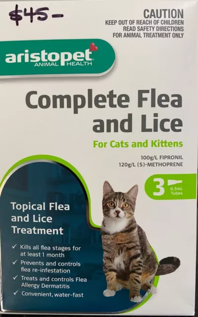 Aristopet Complete Flea and Lice treatment for cats & Kittens 3 Pack (Under 4kg)