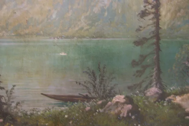 ::Johann Hering *1875 Lützen Ölgemälde Tanne Bergsee Alpen Signiert Antik Ölbild 3