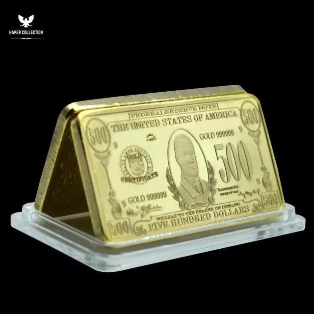 Five Hundred Dollars Gold Bar United States of America Medal in Capsule