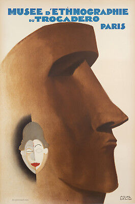 Original Art Deco Poster - Colin - African Art Punu Mask - Oceanic Art Moai 1930