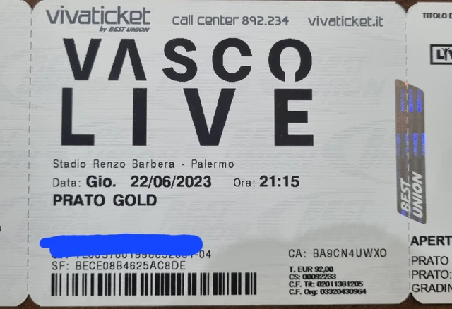 Biglietti Concerto Vasco rossi Palermo