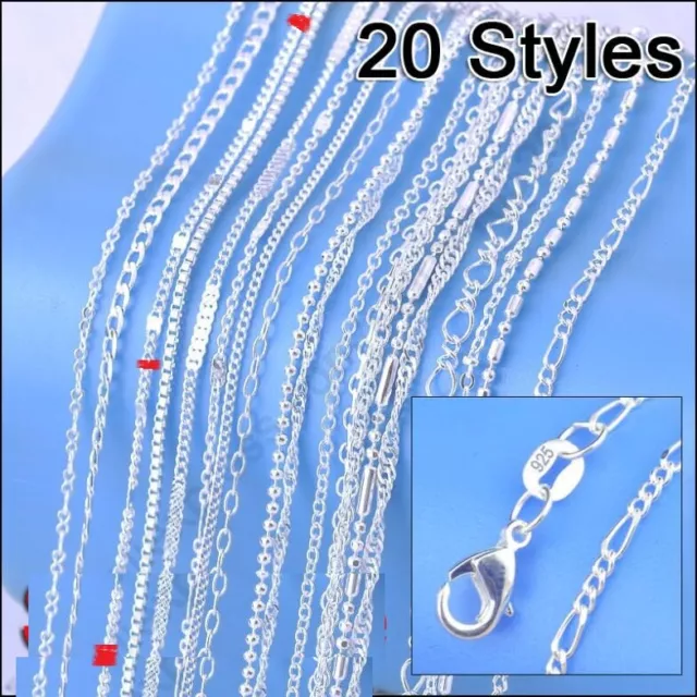Wholesale 925 Sterling Silver Filled 2MM Necklace Chains For Pendants 16 -  24