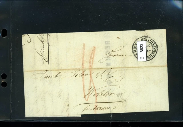 BM2543, Schweiz Vorphilatelie, Brief nach Wohlen (Aargau), aus Basel, 1857