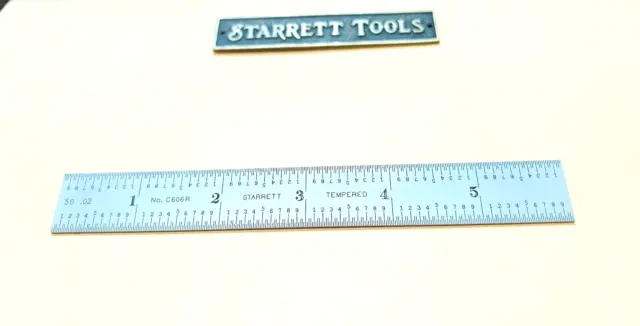 STARRETT No.C606R-6 6” Long Spring-Tempered Steel Rule  with Inch Graduations.