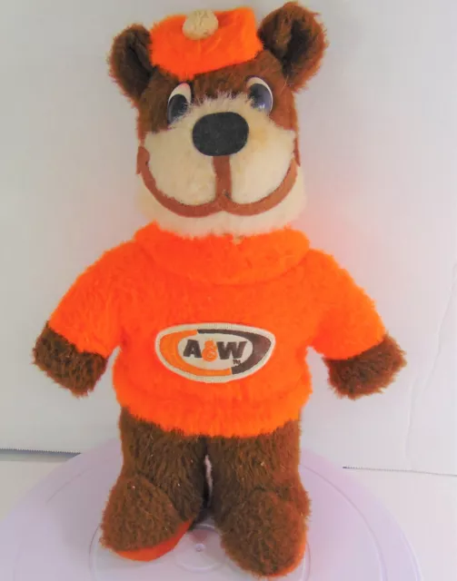 VTG A&W Root Beer Teddy Bear Rooty Felt Mouth & Feet 13" Stuffed Plush