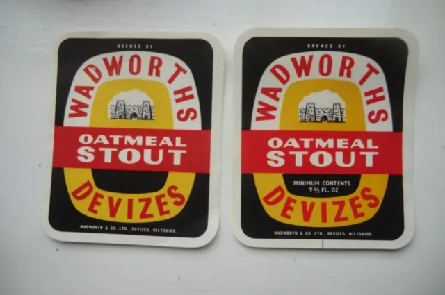 Mint Pair Wadworth Devizes Oatmeal Stout Brewery Beer Bottle Labels