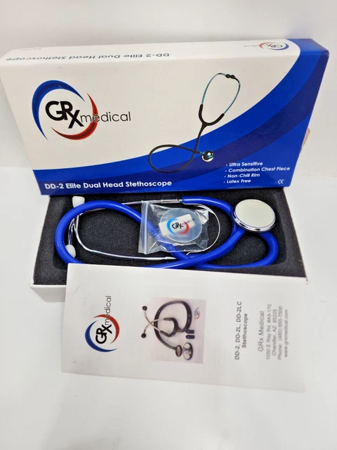 GRX Medical DD-2 Elite Dual Head Stethoscope Blue Ultra Sensitive