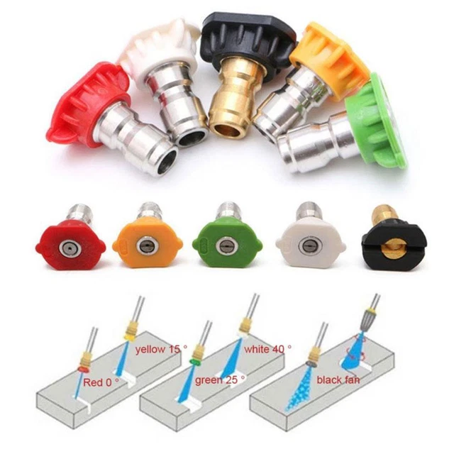 5 Pack High Pressure Washer Spray Gun Jet Lance Trigger Wash Water Nozzle Tips