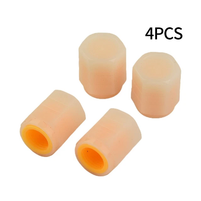 4Pcs Glow In The Dark/ Car Tire Valve Cap Wheel Tyre Rim Stem Cover Set Yellow