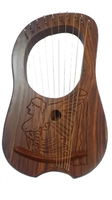 TC Neuf Lyre Harpe Gravé Celtique Harpe Design / Lyra Harpe Bois Sheesham