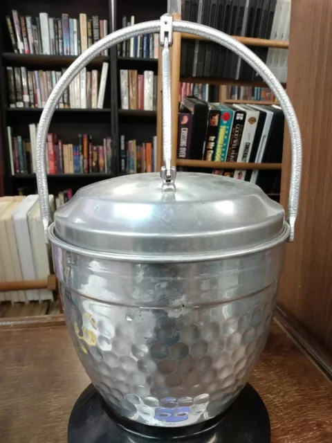 Vintage Ice Bucket w/lid and tongs "LB"