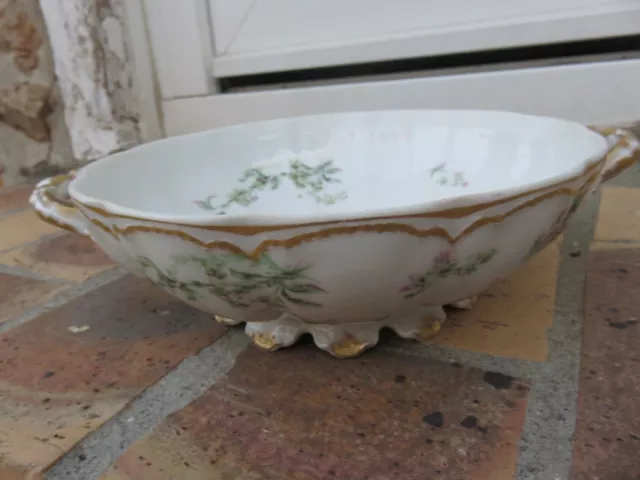 ancienne coupe a fruits porcelaine limoges HAVILAND & Co France décor de fleurs 