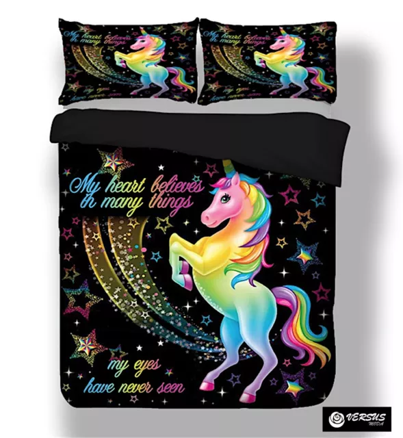 Unicorno Set Letto Unicorn Copripiumone Federa Copri Duvet Cover Set BED0093