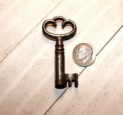 Genuine Vtg Antique Old Fancy Ornate Bow Hollow Barrel Padlock Lock Skeleton Key