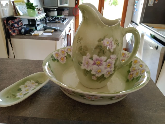 ANCIEN BROC DE Toilette Faience Ceramiques Du Nord Daisy Aux Fleurs Bleues EUR 22,95 - PicClick FR