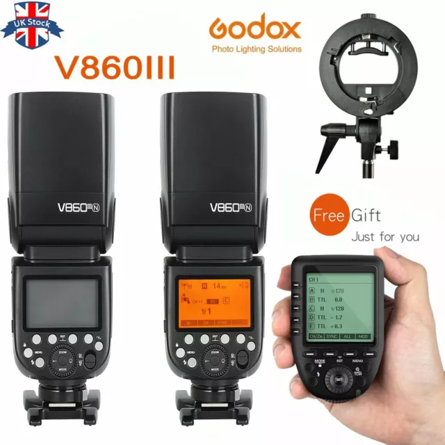 Godox V860III-N TTL HSS Wireless Flash +Xpro-N For Nikon+Free Bowens Bracket UK