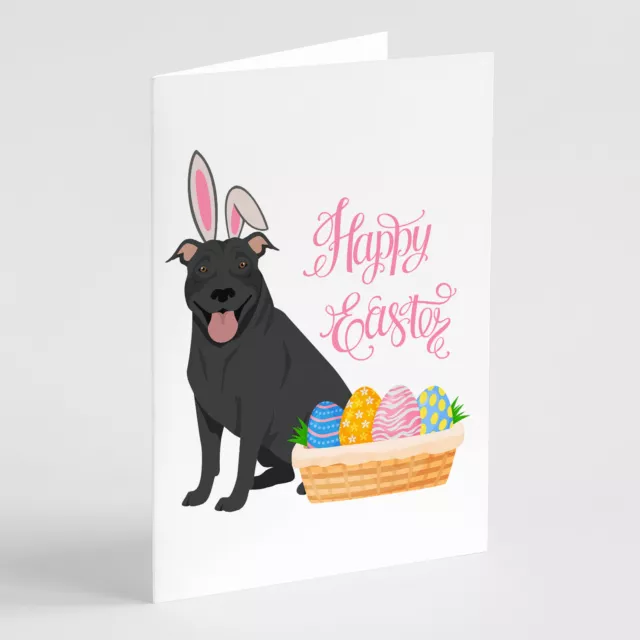 Black Pit Bull Terrier Easter Greeting Cards Envelopes Pack of 8 WDK4927GCA7P