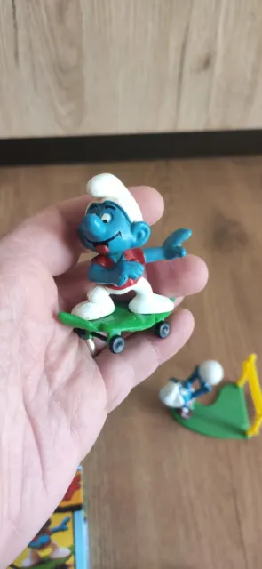 Puffi Super Smurf Schooldesk  lotto di 4 vintage Schleich Peyo joblot smurfs 2