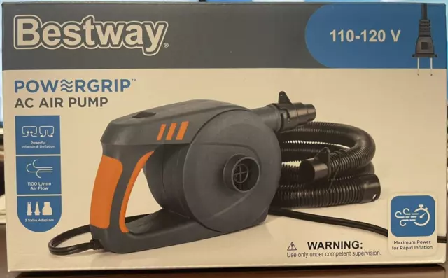 Bestway PowerGrip AC Electric Air Pump, Gray/Orange (Brand New/Sealed in Box)