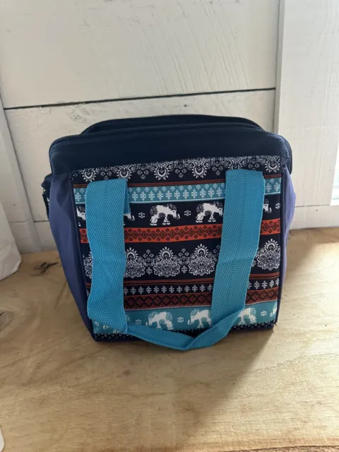 Igloo Elephant Print Lunch Bag / Cooler Bag. Blue Red White