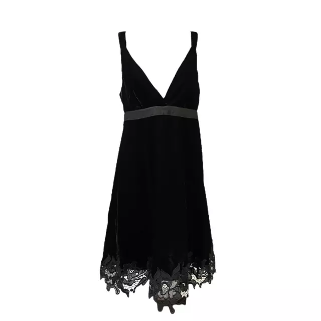 Miss Selfridge Womens A Line Dress Black Backless Strap Lace Velvet Goth 2 New