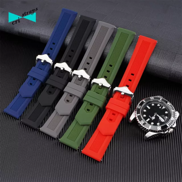 Cinturino orologio in gomma nero blu bianco rosso verde marrone 16 18 19 20 22mm