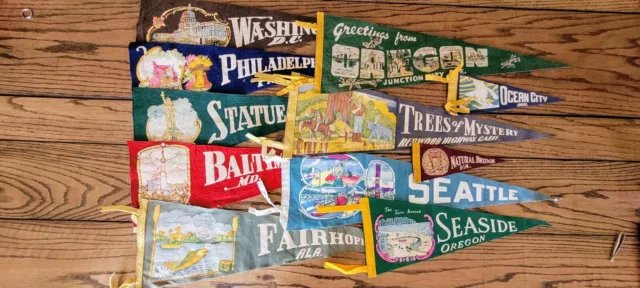 Vintage Travel Pennant Lot of 11