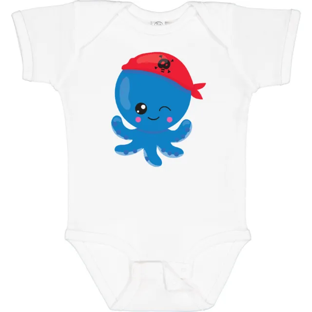 Inktastic Pirate Octopus, Cute Octopus, Little Octopus Baby Bodysuit Blue Kawaii
