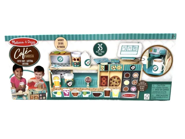 Melissa & Doug Wooden Café Barista Coffee Shop (35 Pieces) - FSC-Certified