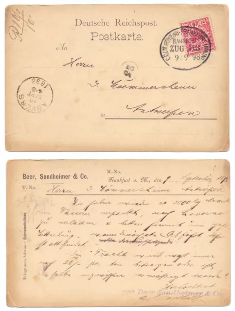 101921 - Bahnpoststempel Cöln-Frankfurt (Main), Zug 113, 9.9.1898