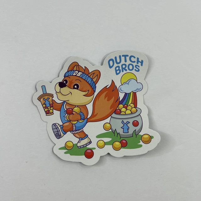 DUTCH BROS STICKER Drop for March 6th 2025! Rainbow Poppin Boba Fox 3/6