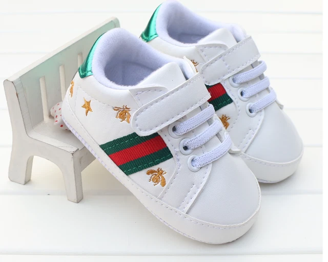 Newborn Baby Boy Girl Pram Shoes Toddler Pre Walker White Sneakers Trainers 0-12