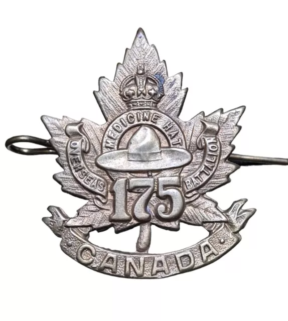 Canadian 175th Battalion (Medicine Hat - Alberta) Cap Badge WW1 - VGC  (35)