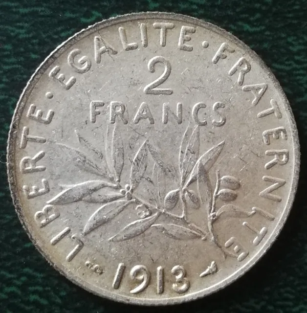 Monnaie 2 francs SEMEUSE ARGENT 1913 TTB rare 500.000 ex Silver coin key date